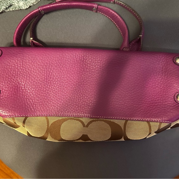 Coach Signature Canvas Shoulder Bag - Purple and Brown - Picture 3 of 6